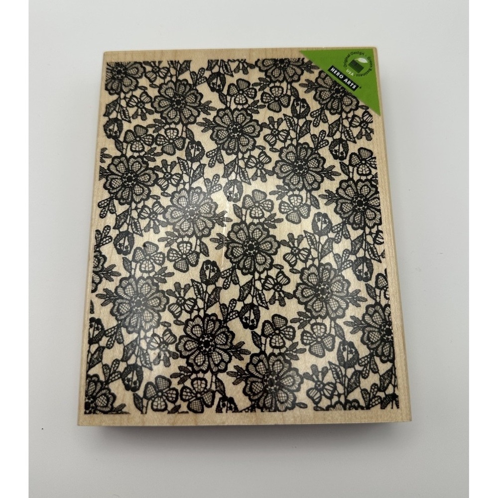 NEW Hero‎ Arts Lace Background S5341 Wood Mounted Rubber Stamp Large 2009 USA